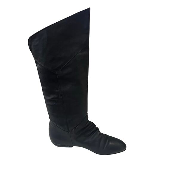 Vintage Sandra Miller Size 7.5 Black Genuine Leather Tall Riding Boots - Picture 2 of 9